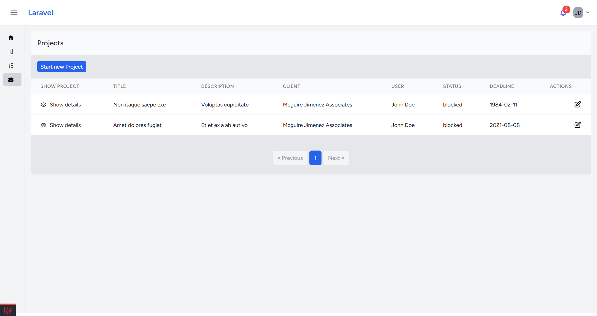 High-level projects overview featuring status tracking, deadlines, and easy access to detailed reports.