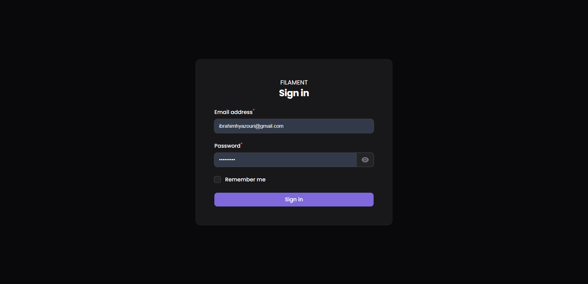 Secure administrative access portal with a focused, dark-mode design for system operators.